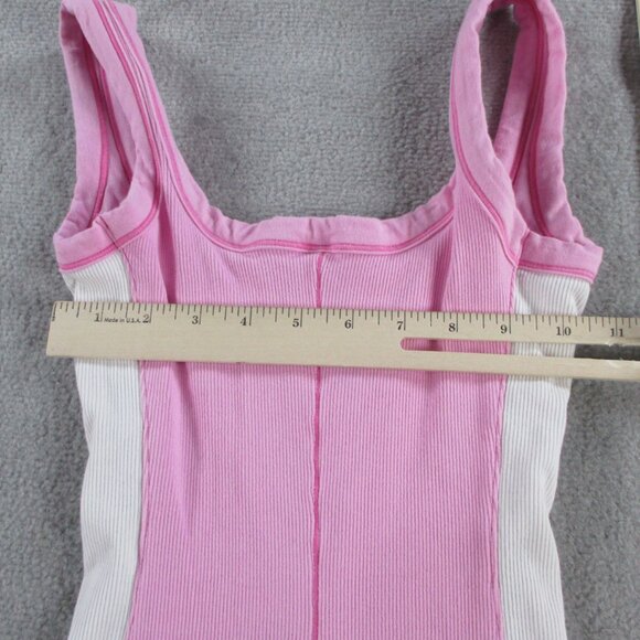 SKIMS Cotton Rib Onesie Womens XS Bubblegum Pink White Romper Bodysuit Ribbed - Picture 5 of 7